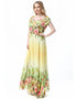 Chiffon Short-Sleeved Swing Dress with flowers Print